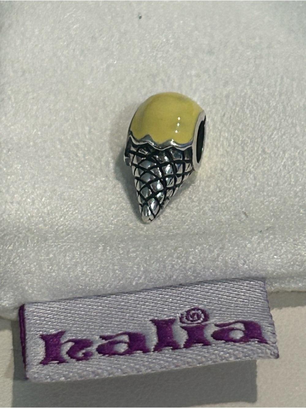Pandora-style “Vanilla Cone” Charm - Sterling Silver, Yellow Enamel